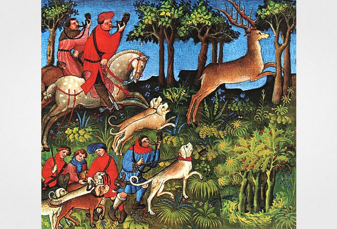 Hunting, Medieval manuscript  „Livre de La Chasse“
